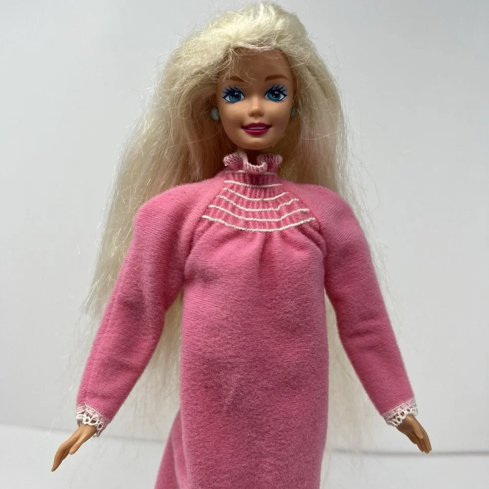 Vintage Barbie Doll 1966 Body Pink Sleeping Gown Retro Fashion Collectible Toy
